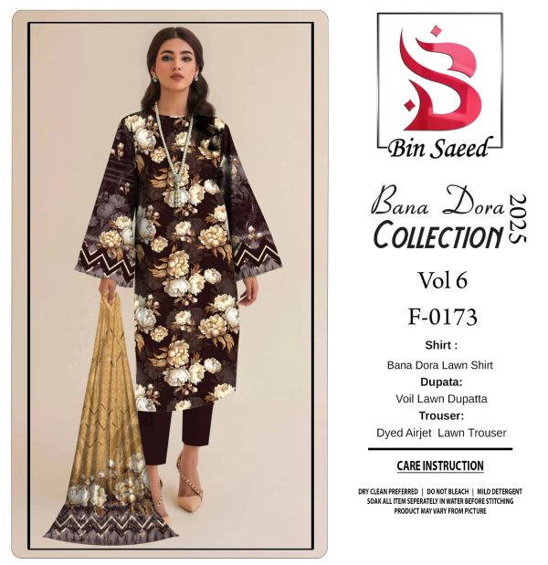 ✨ Binsaeed❤️ Bana Dora 3piece Unstitched Suit Summaer Lawn Collection