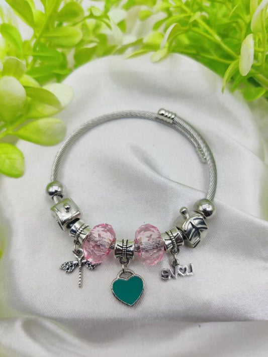 1 Piece Imported Elegant Pandora Bracelet With Heart & Love Charms 💖✨ | Best Quality Bracelet For Girls & Women | Girls & Women Jewellery