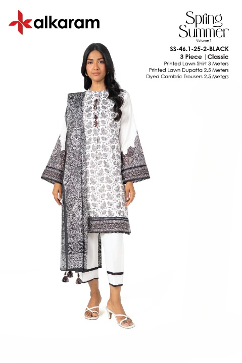 Alkaram Lawn | Unstitched Collection 3 Pieces Casual Wear| Summer Collection 2025 Collection Vol 1❤️