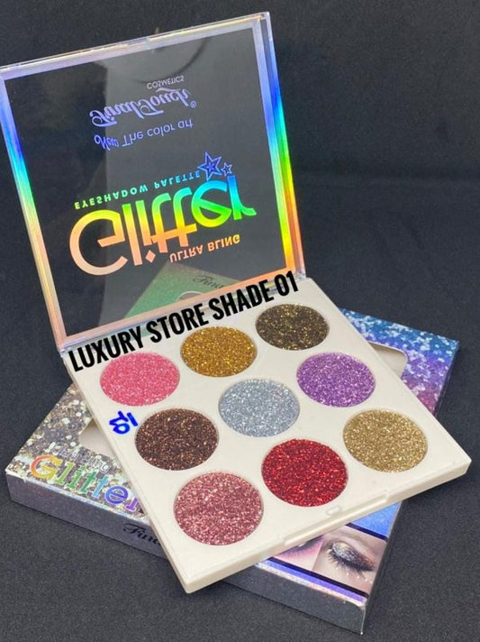 Glitter Butter Sparkle Eyeshadow Palette 9 In 1 Kit For Eye Makeup Shimmer Highlighter Metallic Eye Shadow, Rainbow Eyeshadow Pallets